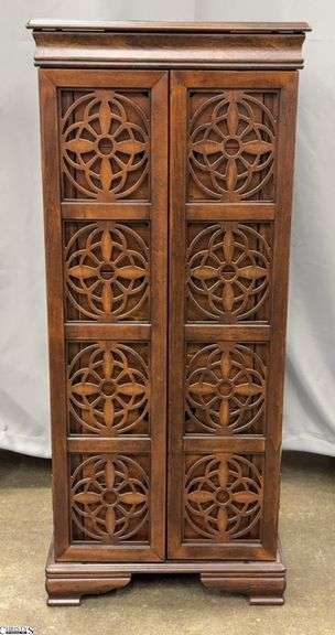 Carved Front Standing Jewelry Chest 19x14x44" image