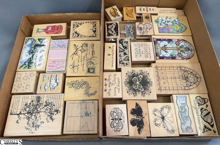 34 Woodblock Rubber Stamps, Butterflies, Religious image