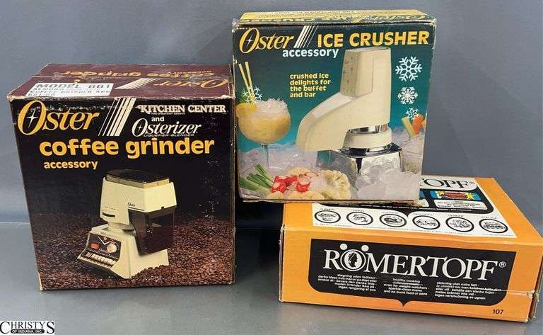 Oster Ice Crusher Accessory, Oster Coffee Grinder, Romertopf Terracotta Cooker - 10" of cooker image