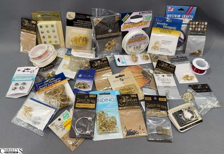 Jewelry Making Items, Loop and Hook Earrings, Spacers, Various Size Crimps, Dandy Line, 20 gauge Magenta Wire image