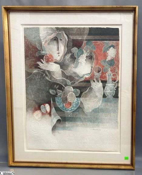 "The Sense of Hearing" Signed Alvar Sunol Munoz Ramos Framed Embossed Lithograph E. A, XIX/XXV - 26.5" X 32.5" of frame - Purchased at Gallery One in  1984- last photos are for authentication reference only image