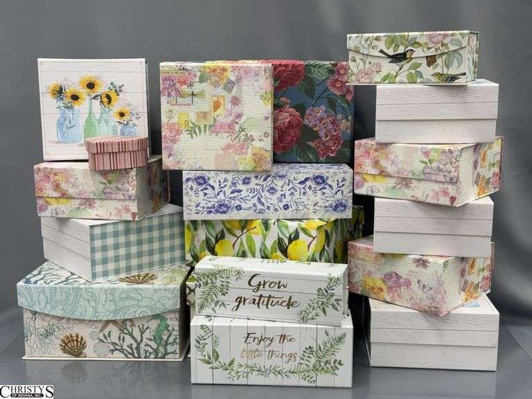 Assorted Decorative Cardboard Storage Boxes - 12" of largest image