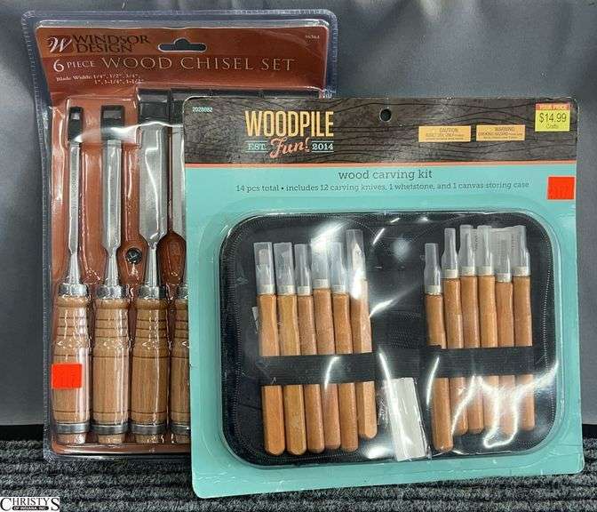 Windsor Design 6pc Wood Chisel Set and Woodpile Wood Carving Kit image