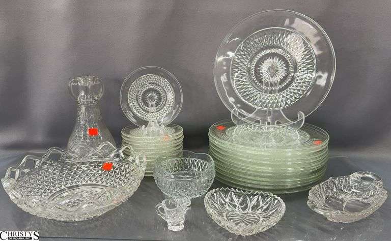 Assorted Glass Dishes, Plates, Saucers, Bowl, Misc - 10.5" of dinner plate image
