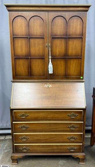 1pc Drop Front Secretary 33x16x71" No Key Present, Slight Scuffing on Feet image