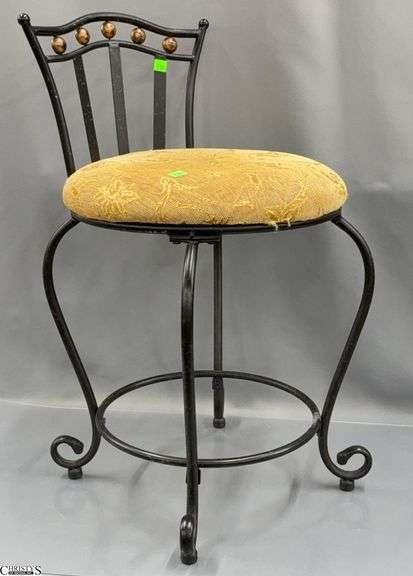 Small Black Metal Vanity Seat - 27" H x 18" seat image