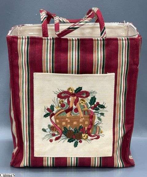 Longaberger Red Holiday Canvas Tote Bag with Protector image