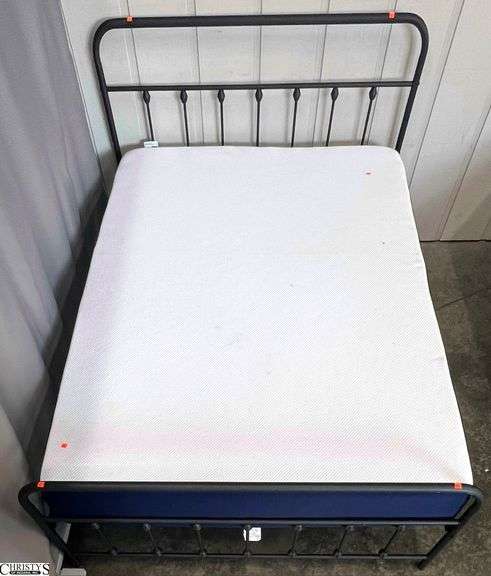 Sleep Innovations Queen Mattress and Metal Bed Frame - 62" x 41" x 83" overall image