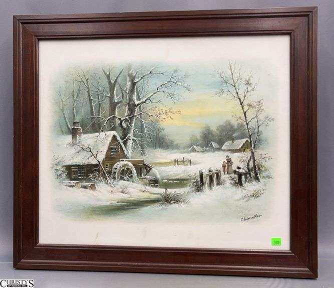 Framed Snow Scene Print - 27" x 23" image
