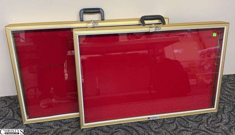 2 All State Mfg. Co. Glass Top Display Cases 34" X 22" X 3".  No Keys image