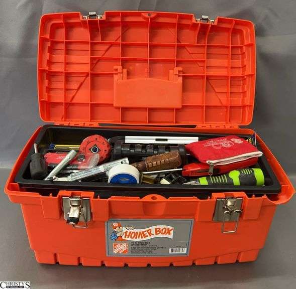 Homer Box Plastic Tool Box and Assorted Content Handtools image