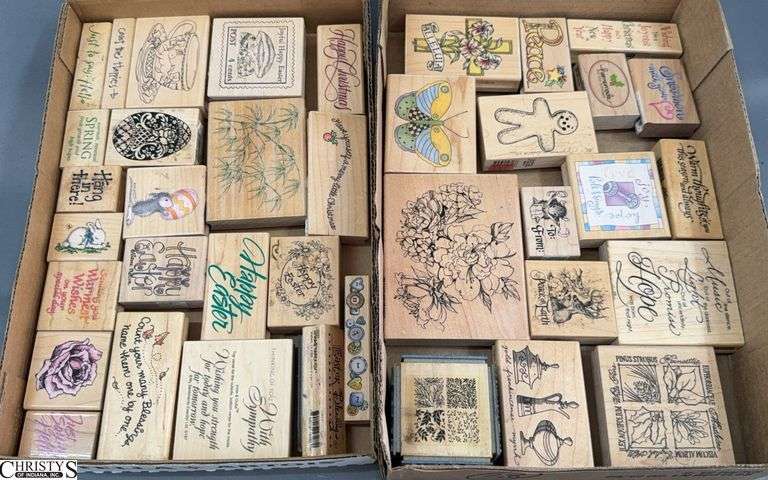 38 Woodblock Rubber Stamps, Happy Easter, Religious, Floral, Sentiments image