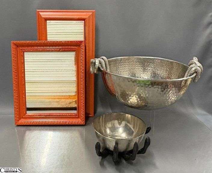 2 Orange Framed Wall Mirrors, 2 Halloween Theme Candy Bowls - 14" x 6" of largest image
