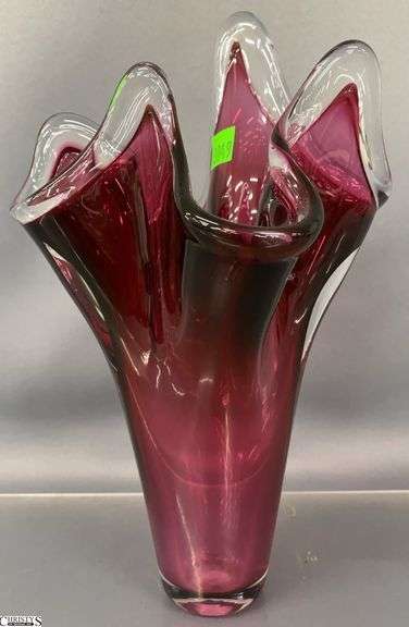 Signed David Hershey Art Glass Vase - 11" image