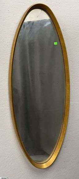 Modern Style Oval Gold Tone Framed Wall Mirror - 18" x 47" image