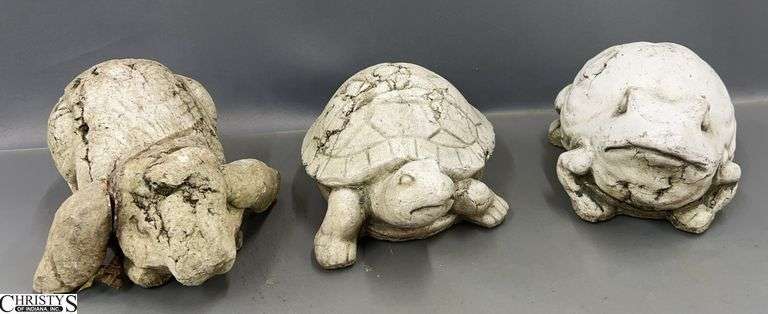 3 Terracotta Garden Animal Decor - 10" of largest, Rabbit has repaired ear image