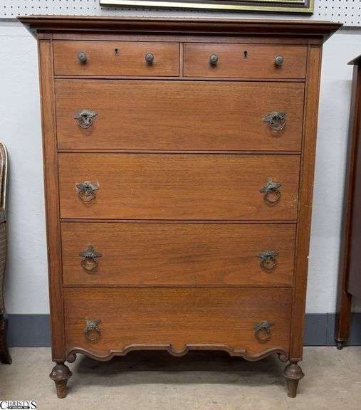 Wooden 6 Drawer Chest - 34" x 20" x 43" image
