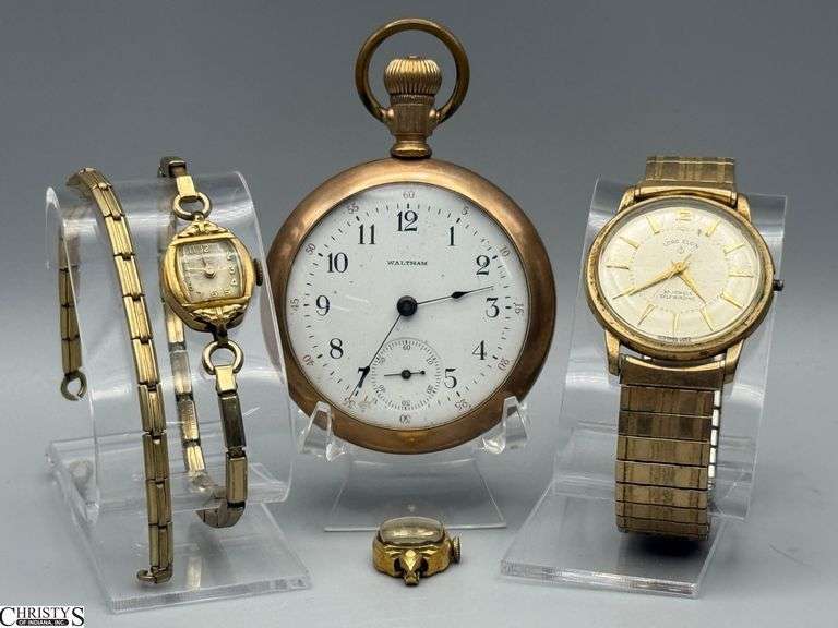 Watham Pocket Watch, Wrist Watches, and Parts See Photos image