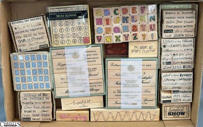 Woodblock Rubber Stamp Sets, Alphas, Sentiments image