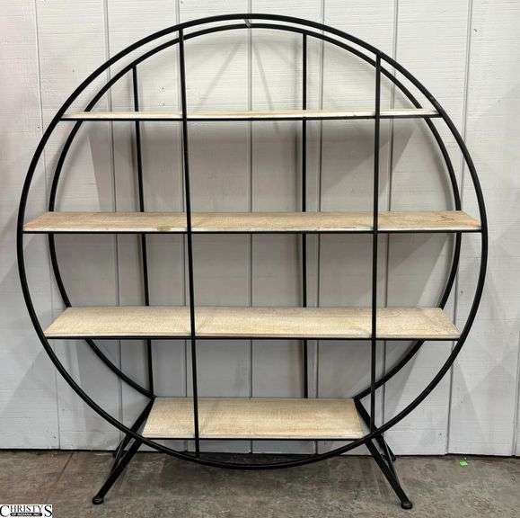 Round 4 Shelf Display Stand - 48" x 51.5" - some finish wear to shelves image