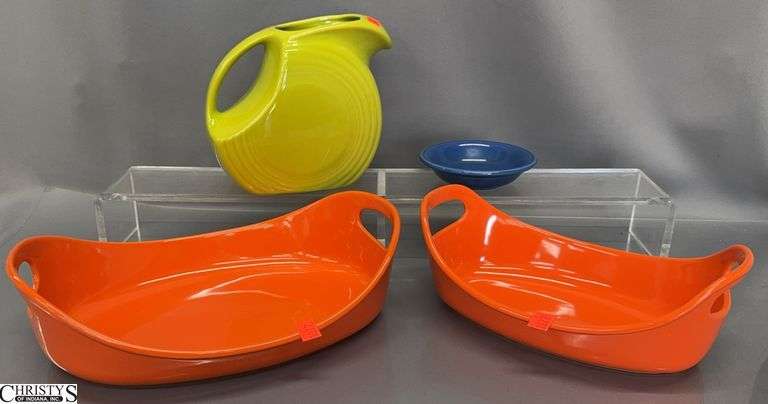 Fiesta Pitcher and Saucer Bowl, 2 Rachael Ray Baking Dishes - 14" of largest image