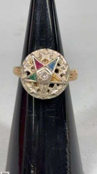 Ladies 14KT Yellow Gold Eastern Star Ring image