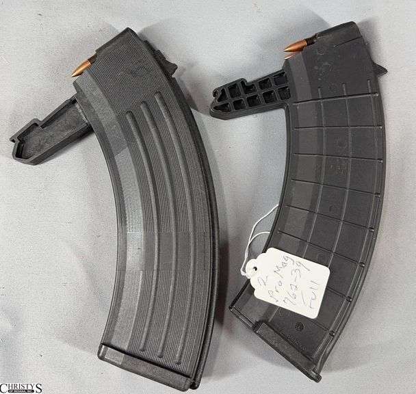 Two 7.62x39mm Magazines with Ammunition.  One magazine is marked Pro Mag image