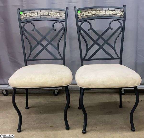 2 Metal Frame Chairs - 39" x 18" seat of each image