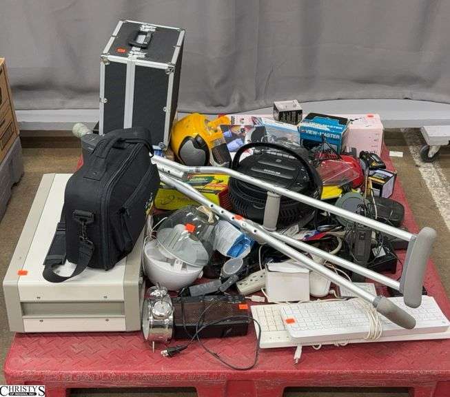 Skid of Electronics - CD/Cassette Player, Tripod, Keyboards, Adapters, Misc - SKID NOT INCLUDED image