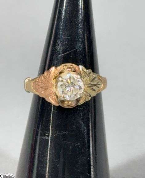 Ladies 10KT Black Hills Gold Ring with One Approx. .50/100 RB Diamond image