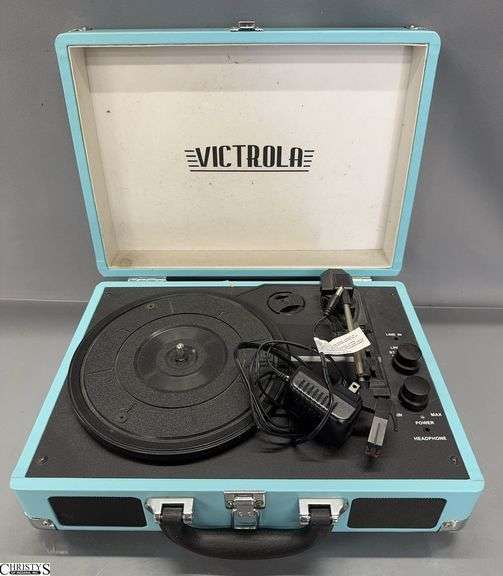 Victrola Teal Record Player - 14" x 10" x 5" - Some wear image