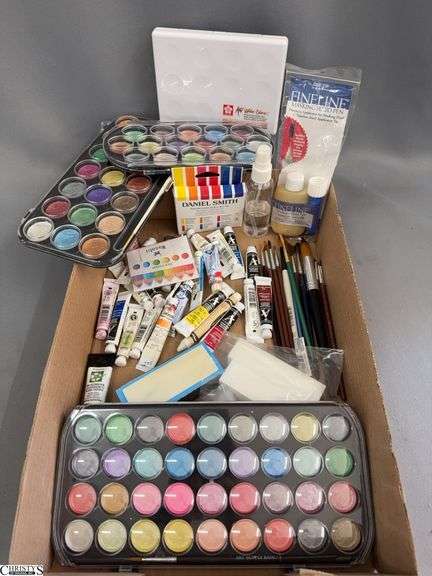 Watercolor Pallets, Tubes, Paintbrushes image