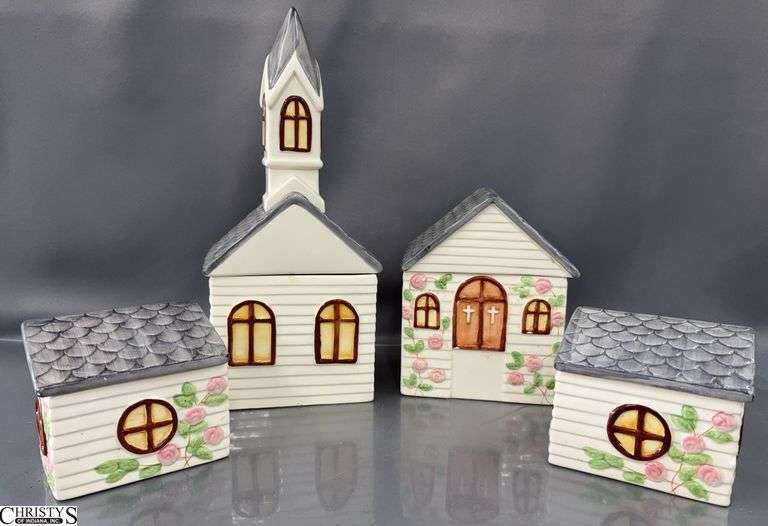 Church Style Ceramic Canister Set - 15" of tallest image