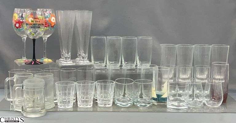 Glass Stemware, Pilsners, Glasses - 9" of tallest image