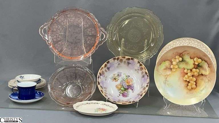 China Plates, Bowls, Depression Glass Plates and Bowl - 12.5" D of largest image