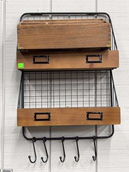 Farmhouse Style Wire Organizer and Threshold Desk Organizer Shelf - 16" x 5" x 25" image