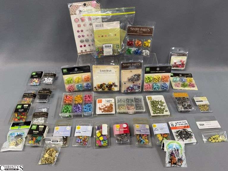 Various Brads, Square, Round, Loopy, Button, Some Have Been Opened image