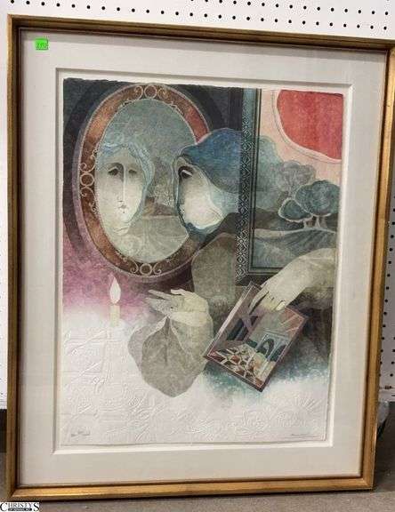 "The Sense of Touch" Signed Alvar Sunol Munoz Ramos Framed Embossed Lithograph E. A, XIX/XXV - 26.5" X 32.5" of frame - Purchased at Gallery One in  1984- last photos are for authentication reference only image