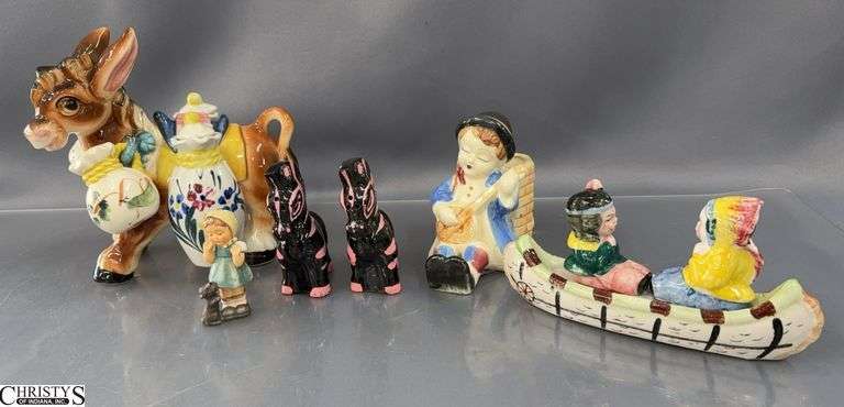 Japanese Ceramic Salt and Pepper Shakers, Vase, Hummel - 7.5" x 7" of largest image