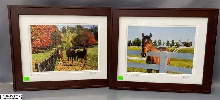 2 Signed John W. Snell "A Kentucky Welcome" and "Autumns March" - 16" x 13.5" of frame image