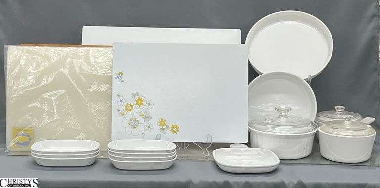 Corning Ware Baking Dishes and Various Cutting Boards - 20" x 14" of largest cutting board image