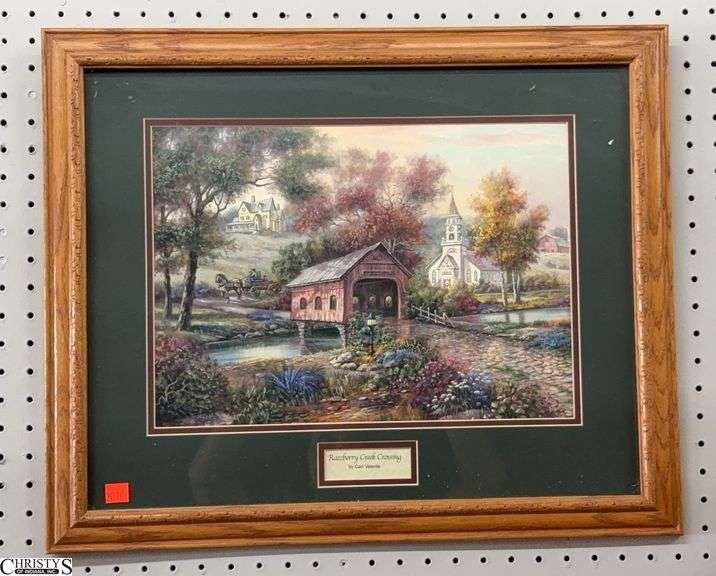 Razzberry Creek Crossing Framed Print After Carl Valente - 22.5" x 18" of frame image