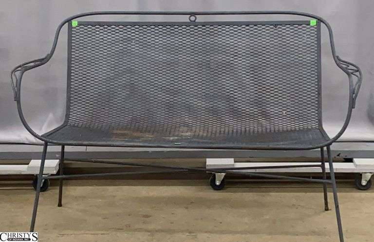 Pair Mid Century Wrought Iron Patio Settee - 49" x 31" - 16" seat image