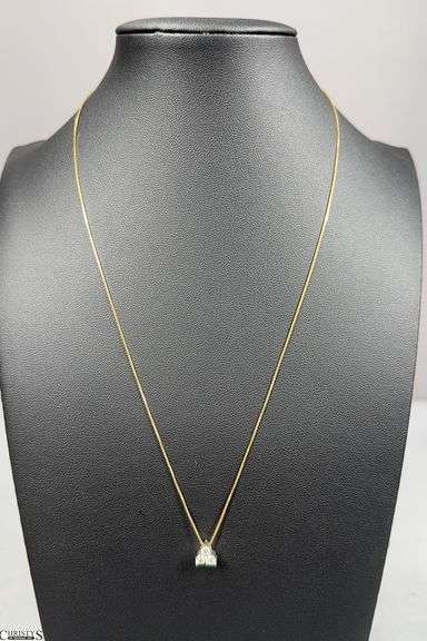 14KT Yellow Gold Pendant with 3 approx. .08/100 RB Diamonds on a Chain Marked 14KT image
