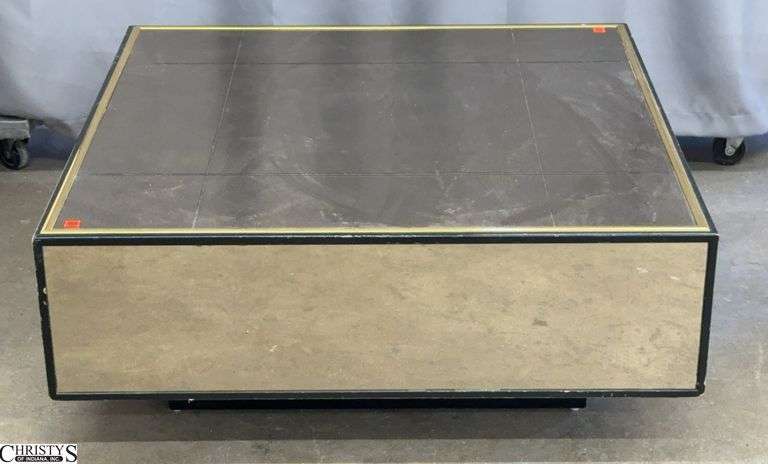 Mirrored Square Coffee Table - 38" x 38" x 15" - some edge wear, scuffing image
