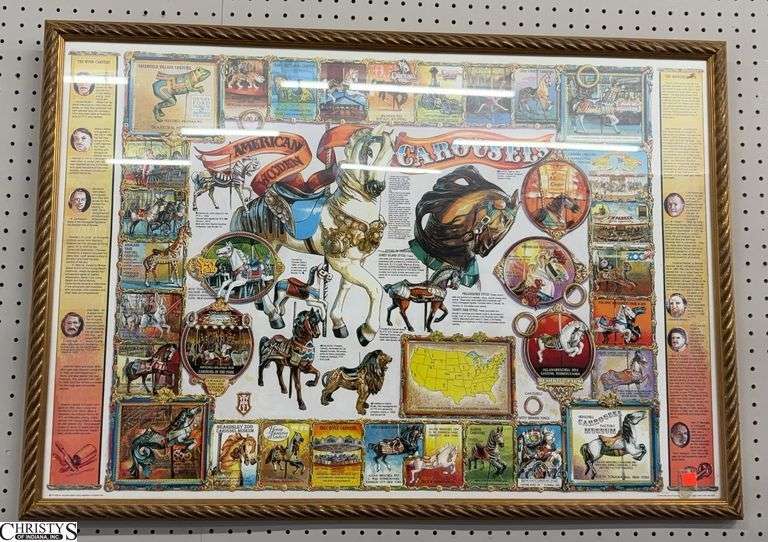 American Wooden Carousels Framed Print - 39" x 27" of frame image