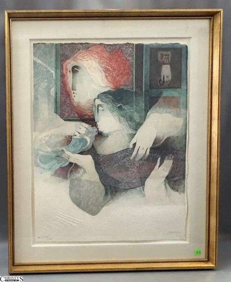 "The Sense of Seeing" Signed Alvar Sunol Munoz Ramos Framed Embossed Lithograph E. A, XIX/XXV- 26.5" X 32.5" of frame - Purchased at Gallery One in  1984- last photos are for authentication reference only image