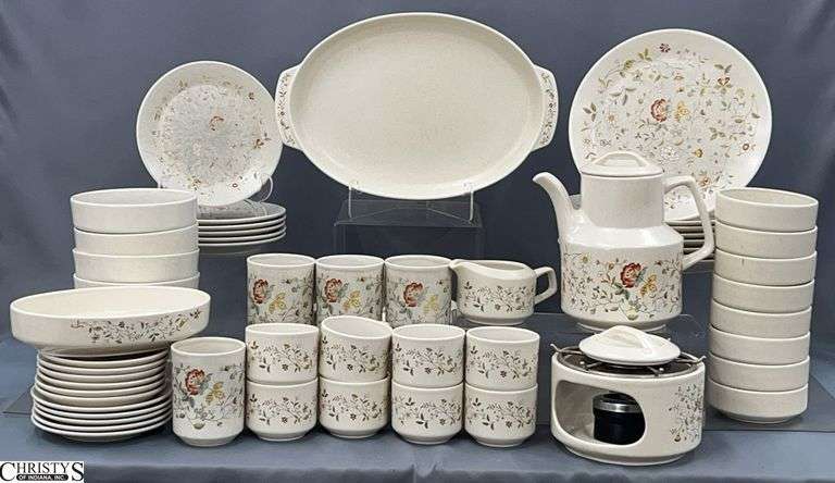 Temper-Ware by Lenox "Merriment" Dishes - Approx 55 pcs - some wear, utensil marks throughout - 10" of dinner plate image