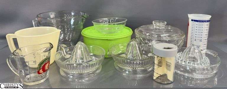 Glass Juicer, Tupperware, 8 Cup Mixing Bowl, Measuring Cups image