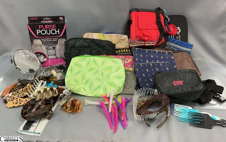 Ladies Makeup Travel Bags, Hair Clips, Car Purse Pouch, Misc Hair Accessories image